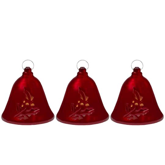 6.5&#x22; Musical Lighted Red Bells Christmas D&#xE9;cor Set